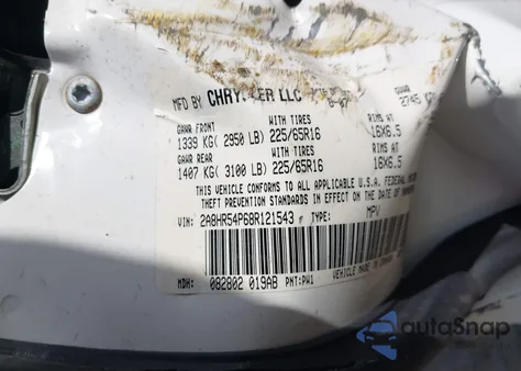 2008 Chrysler Town & Country Touring из США, поврежденный, VIN 2A8HR54P68R121543